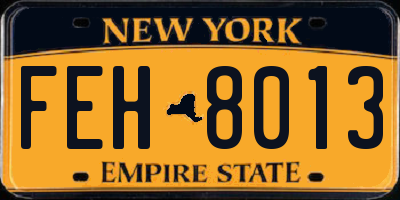 NY license plate FEH8013