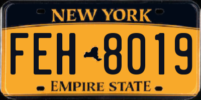 NY license plate FEH8019