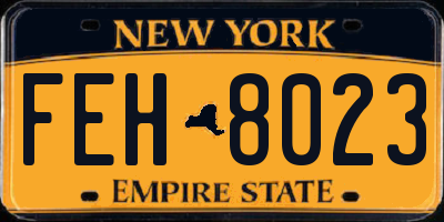 NY license plate FEH8023