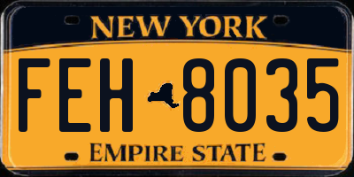NY license plate FEH8035