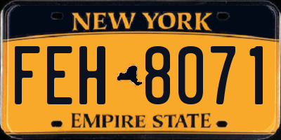 NY license plate FEH8071