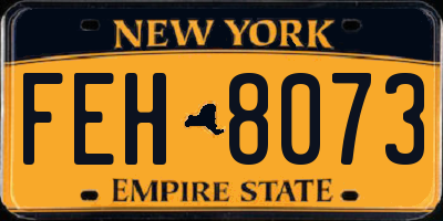 NY license plate FEH8073