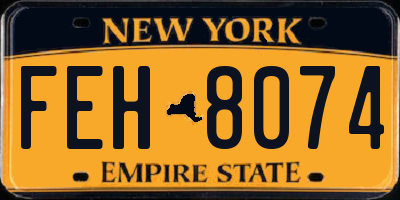 NY license plate FEH8074
