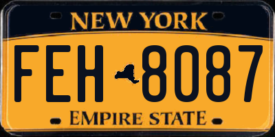 NY license plate FEH8087