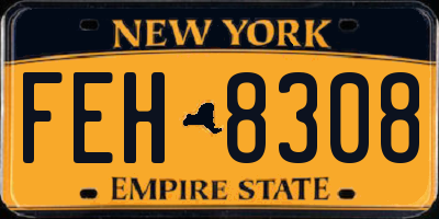 NY license plate FEH8308