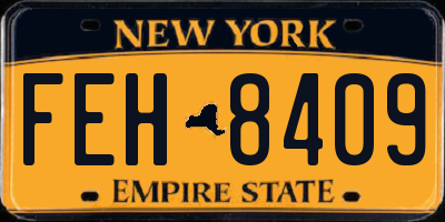 NY license plate FEH8409