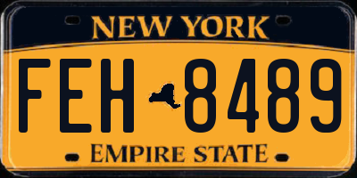 NY license plate FEH8489
