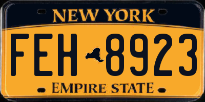 NY license plate FEH8923