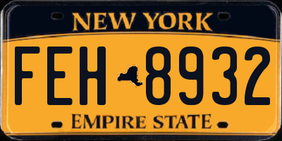 NY license plate FEH8932