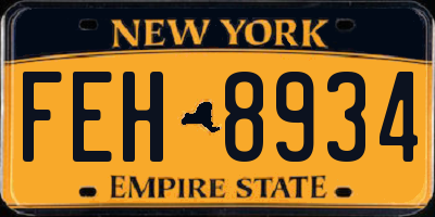 NY license plate FEH8934
