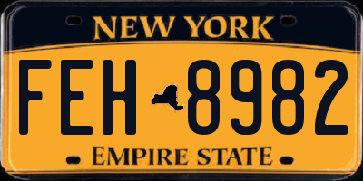 NY license plate FEH8982