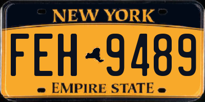 NY license plate FEH9489