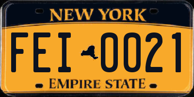 NY license plate FEI0021