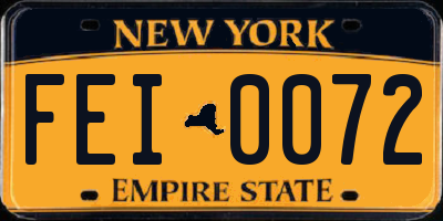 NY license plate FEI0072