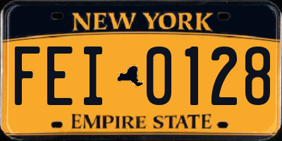 NY license plate FEI0128