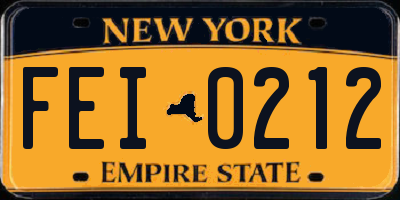 NY license plate FEI0212