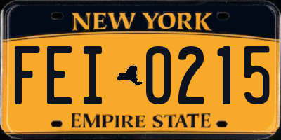NY license plate FEI0215