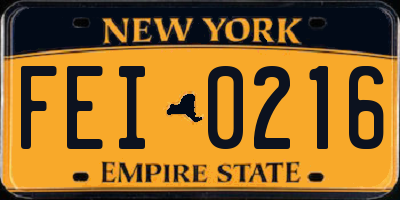 NY license plate FEI0216
