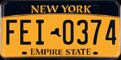 NY license plate FEI0374