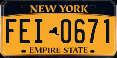 NY license plate FEI0671
