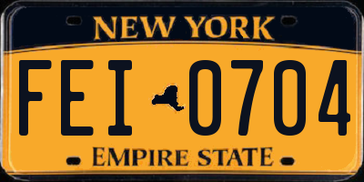 NY license plate FEI0704