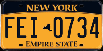NY license plate FEI0734