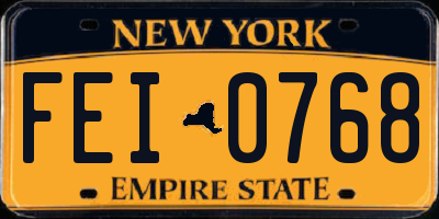 NY license plate FEI0768