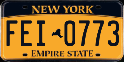 NY license plate FEI0773