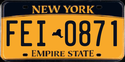 NY license plate FEI0871