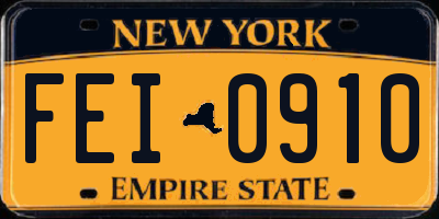 NY license plate FEI0910