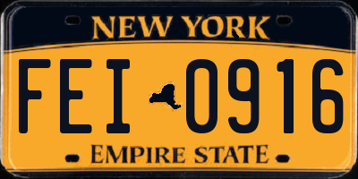 NY license plate FEI0916