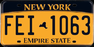 NY license plate FEI1063