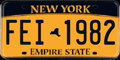 NY license plate FEI1982