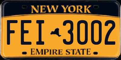 NY license plate FEI3002