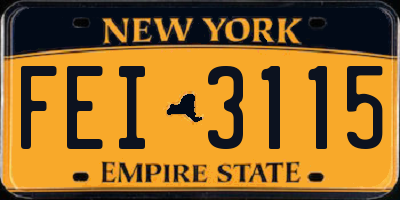 NY license plate FEI3115