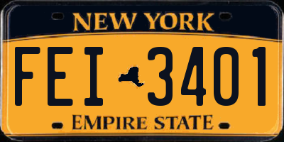 NY license plate FEI3401