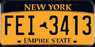 NY license plate FEI3413