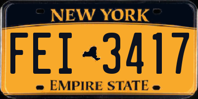 NY license plate FEI3417