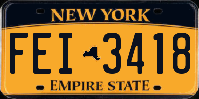 NY license plate FEI3418