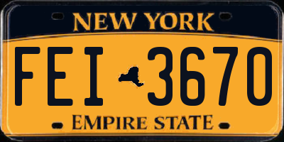 NY license plate FEI3670