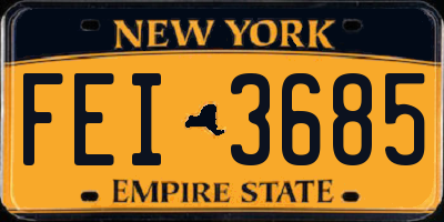 NY license plate FEI3685