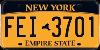 NY license plate FEI3701