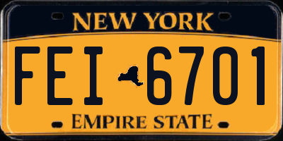NY license plate FEI6701