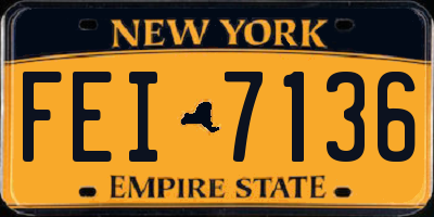 NY license plate FEI7136