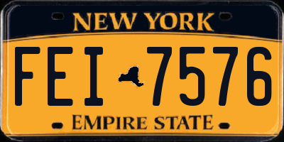 NY license plate FEI7576