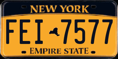 NY license plate FEI7577