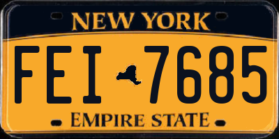 NY license plate FEI7685