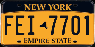 NY license plate FEI7701