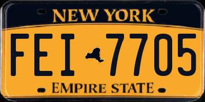 NY license plate FEI7705