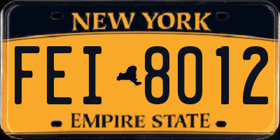 NY license plate FEI8012